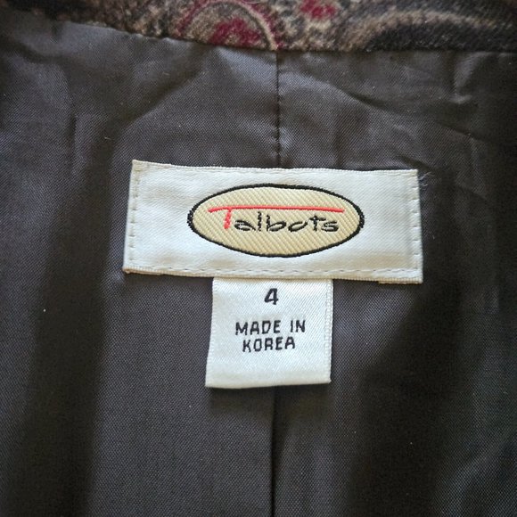 Talbots Women's Dark Brown Multi Paisley Jacket Size 4 - Picture 3 of 9
